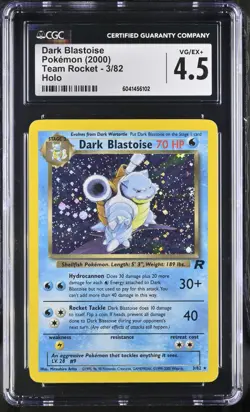 POKEMON 2000 Dark Blastoise 3/82 Team Rocket Holo - CGC 4.5 - Image 1