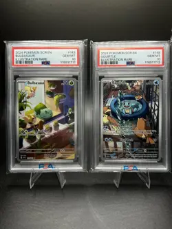 Pokemon Stellar Crown Bulbasaur 143/142 Squirtle 148/142 PSA 10 Sequential Set - Image 1
