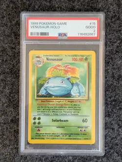 1999 Pokemon Base Set Unlimited Venusaur Holo #15 PSA 2 - Image 1