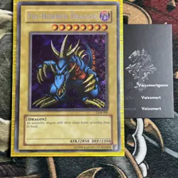 Tri-Horned Dragon LOB-000 Secret Rare Reverse Foil Error MP OG YUGIOH - Image 1