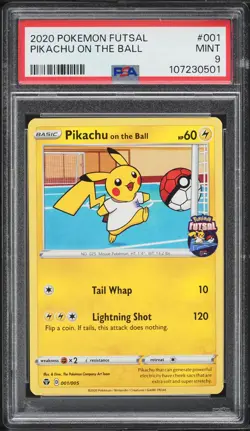 2020 Pokemon Sword & Shield Futsal Pikachu On The Ball #1 PSA 9 MINT - Image 1