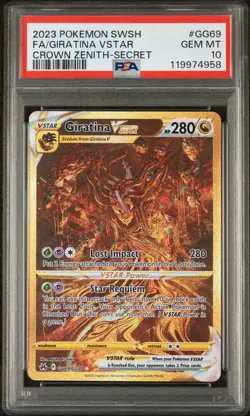 2023 Pokemon SWSH Crown Zenith GG69 Full Art Gold Giratina Vstar PSA 10 Gem Mint - Image 1