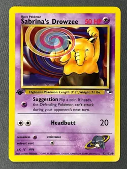 Sabrina's Drowzee 92/132 1st Edition Gym Heroes Common 2000 Pokemon TCG WOTC - Image 1