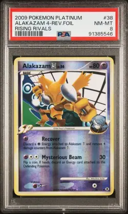 2009 Pokemon Rising Rivals Alakazam 4 #38 PSA 8 - Image 1