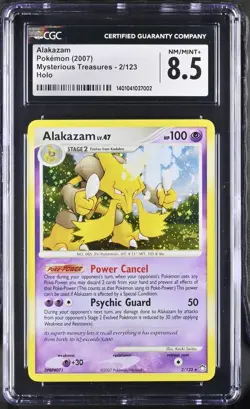 2007 Pokemon Mysterious Treasures Holo Alakazam #2 CGC 8.5 - Image 1