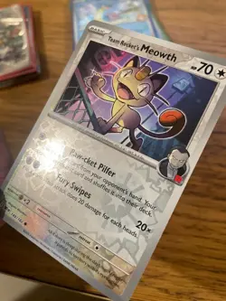 NM! Team Rocket's Meowth (149/182) Destined Rivals Reverse Holo Pokemon Card! - Image 4