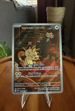 Team Rockets Meowth Destined Rivals Illustration Rare Near Mint Card 203/182 - Image 1