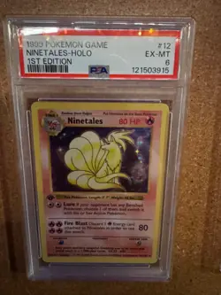 NINETALES Base Set 1st Edition Shadowless Holo Rare #12 PSA 6 Vintage Pokemon - Image 2