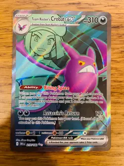 NM! Team Rocket's Crobat ex (217/182) Destined Rivals Full Art Pokemon Card! - Image 1