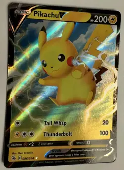 Pokemon TCG SWSH Fusion Strike Pikachu V 086/264 Ultra Rare Holo LP - Image 1