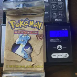 Vintage Pokemon Fossil Booster Pack Lapras Sealed Heavy 21.25 g Long Crimp - Image 1