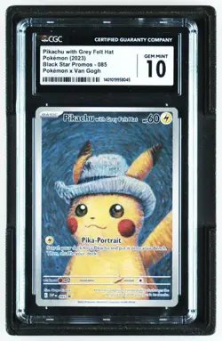 2023 Pokemon x Van Gogh Pikachu with Grey Felt Hat #085 Promo CGC 10 GEM Mint - Image 1