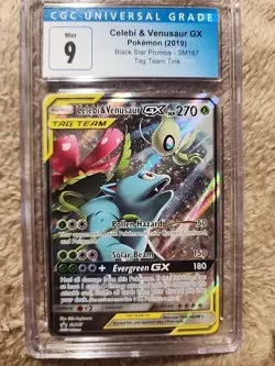 PSA 9. GEM MINT Celebi & Venusaur GX Pokemon SM167 ULTRA RARE Promo Graded Slab - Image 3