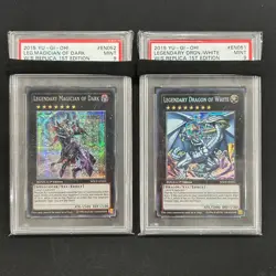PSA 9 YuGiOh LEGENDARY DRAGON OF WHITE / LEGENDARY MAGICIAN OF DARK set of 2 - Image 1