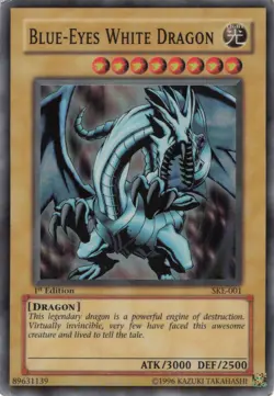 Yugioh Blue-Eyes White Dragon SKE-001 Super Rare 1st Edition MP - Image 1