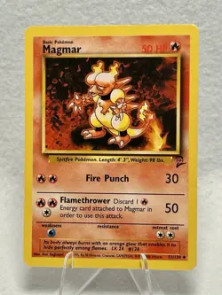 Vintage Pokemon TCG Magmar Base Set 2 51/130 Uncommon Card WOTC - Image 1