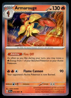 Armarouge 15/91 Pokemon Card Paldean Fates Rare 130 HP Holo Near Mint R3 - Image 1