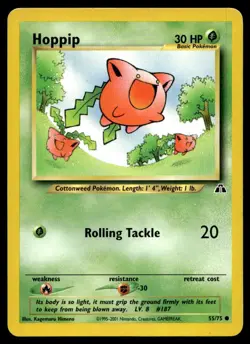 Hoppip 55/75 Pokemon Card Neo Discovery Common 30 HP Lightly Played BV - Image 1