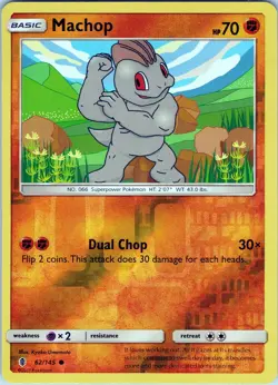Machop 62/145 - Pokemon TCG SM: Guardians Rising - Reverse Holo Common (LP) - Image 1