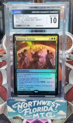 Graded MTG Card - CGC Gem Mint 10 - VOW - Glorious Sunrise (Foil) - Image 1