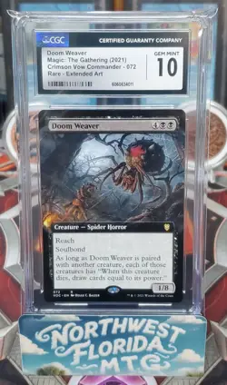 Graded MTG Card - CGC Gem Mint 10 - VOW Commander - Doom Weaver (Extended Art) - Image 1