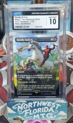 Graded MTG Card - CGC Gem Mint 10 - SLD: Deadpool - Deadly Rollick (Borderless) - Image 1