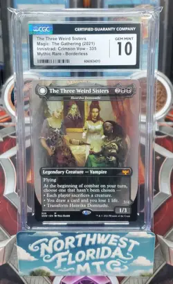 Graded MTG Card - CGC Gem Mint 10 - VOW - The Three Weird Sisters (Borderless) - Image 1