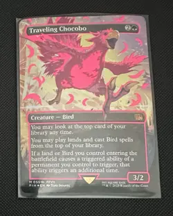 MTG: Traveling Chocobo (Borderless) (Neon Ink Pink) Final Fantasy Foil PACKFRESH - Image 1