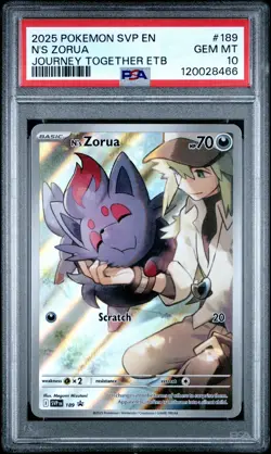 2025 POKEMON SVP EN-SV BLACK STAR PROMO #189 N'S ZORUA PSA 10 - Image 1