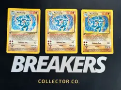 1999 Base Set Vintage Pokemon 3 Card Lot: Holo 1st Edition Machamp 8/102 - Image 1