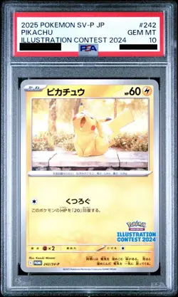 Pokemon card 2025 Japanese 2024 Illustration Contest Promo #242 Pikachu PSA 10 - Image 2