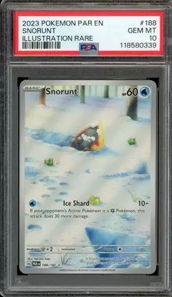 - PSA 10 - Snorunt 188/182 Pokemon Sv04: Paradox Rift Holo - Image 1