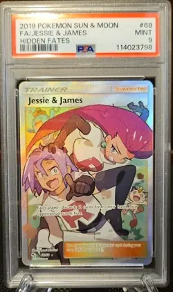 Pokemon Jesse & James Full Art Trainer PSA 9 Sun And Moon Hidden Fates 68/68 NM - Image 1