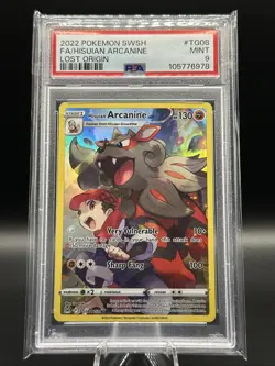 2022 Pokemon SWSH Full Art Hisuian Arcanine Lost Origin #TG08 PSA 9 Mint - Image 1