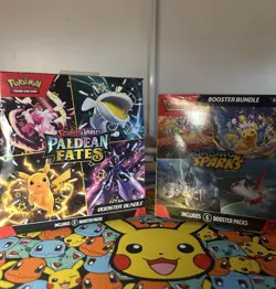 Pokemon Scarlet & Violet Paldean Fates & Surging Sparks Booster Bundle SEALED - Image 1