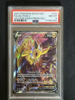 2021 POKEMON SWSH BLACK STAR PROMO #183 FULL ART/JOLTEON V PSA 8 - Image 1