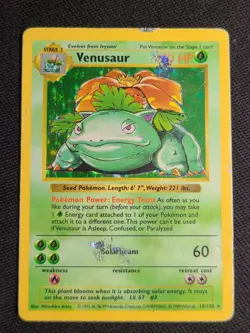 Venusaur 15/102 DMG Base Set Shadowless Holo Rare Vintage Pokemon Card 1999 - Image 2