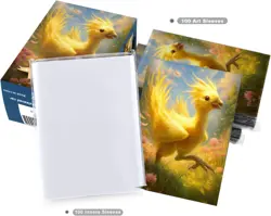 100 MTG Card Sleeves with 100 Inner Sleeve, Textured Back Art Chocobo - Image 5