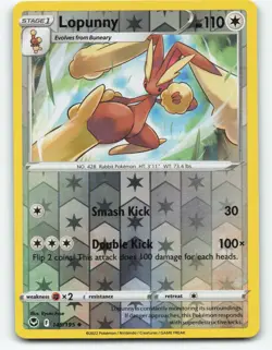 Lopunny 145/195 reverse holo, Silver Tempest Pokemon TCG Card NM - Image 1