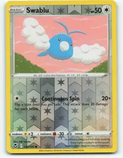 Swablu 142/195 reverse holo, Silver Tempest Pokemon TCG Card NM - Image 1