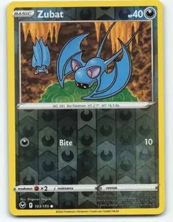 Zubat 103/195 reverse holo, Silver Tempest Pokemon TCG Card NM - Image 1