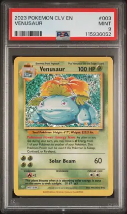 PSA 9 Venusaur #003 2023 Pokemon CLV Classic Card Game 115936052 - Image 1