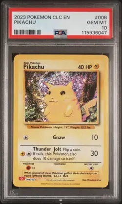 PSA 10 Pikachu #008 2023 Pokemon CLC Classic Card Game 115936047 - Image 1