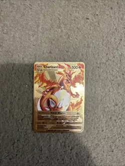 Pokemon Charizard DX 52/100 Gold Metal Pokemon Card Max Wildfire HP500 - Image 1