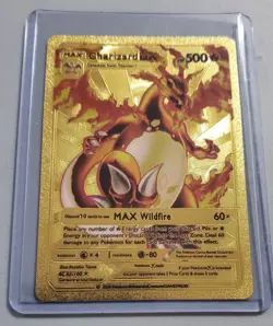 Pokemon Charizard DX 52/100 Gold Metal Pokemon Card Max Wildfire HP500 - Image 1