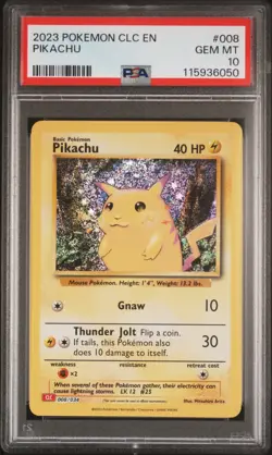 PSA 10 Pikachu #008 2023 Pokemon CLC Classic Card Game 115936050 - Image 1