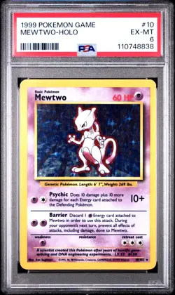 PSA 6 EX-MT Pokemon Mewtwo 10/102 Holo Base Set Unlimited 1999 English - Image 1
