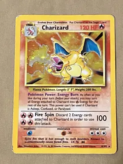 Charizard Holo 4/102 Base Set HP (Heavily Played) Pokemon TCG Vintage Chase Card - Image 1