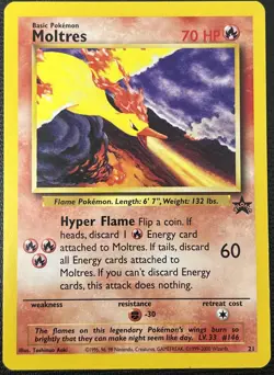 Moltres 21 Black Star Rare Promo WOTC Pokemon Card NM - Image 1