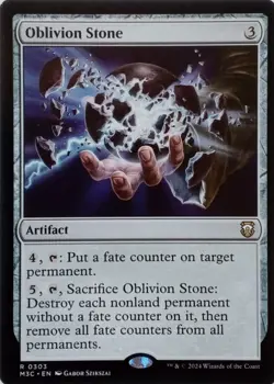 0303 OBLIVION STONE RARE MODERN HORIZONS 3 COMMANDER MTG CARD - Image 1